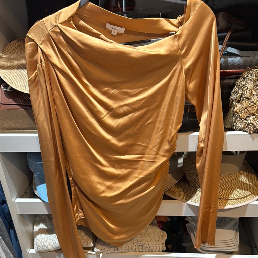 A.L.C. Metallic Gold Draped Top